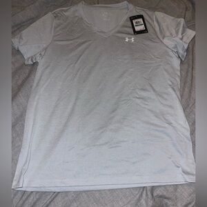 Women’s Under Armour Short Sleeve V-Neck Shirt - Light Gray